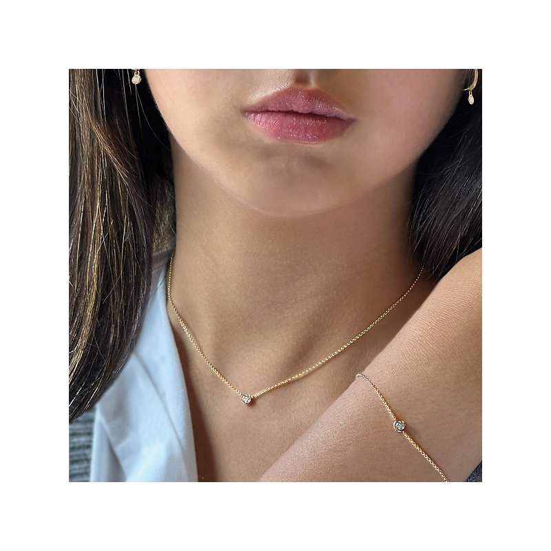 14kt Bezel Set Diamond Necklace