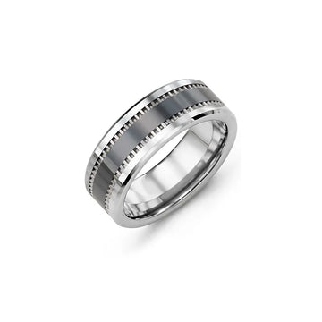 Geometric Design Tungsten Ceramic Wedding Ring