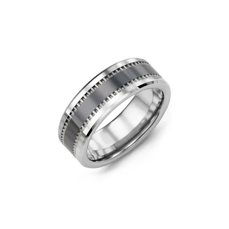 Geometric Design Tungsten Ceramic Wedding Ring