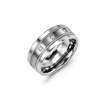 Rope Design Spaced Diamond Wedding Ring