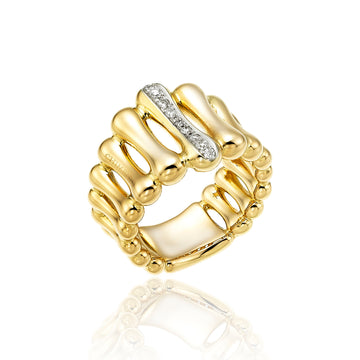 Chimento Bamboo Over 18K Yellow Gold Ring with Diamonds