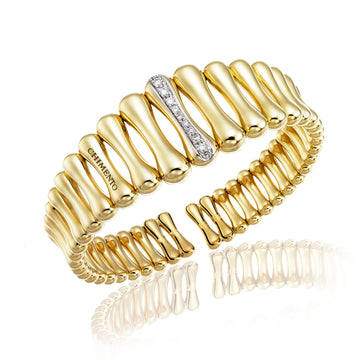 Chimento Bamboo Over 18K Yellow Gold Bracelet with Diamonds