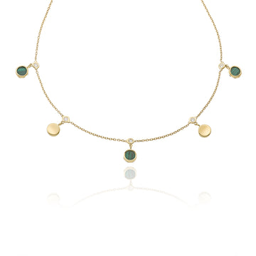 Chimento Armillas Glow Diamond 18K Yellow Gold Necklace with Diamonds and Malachite