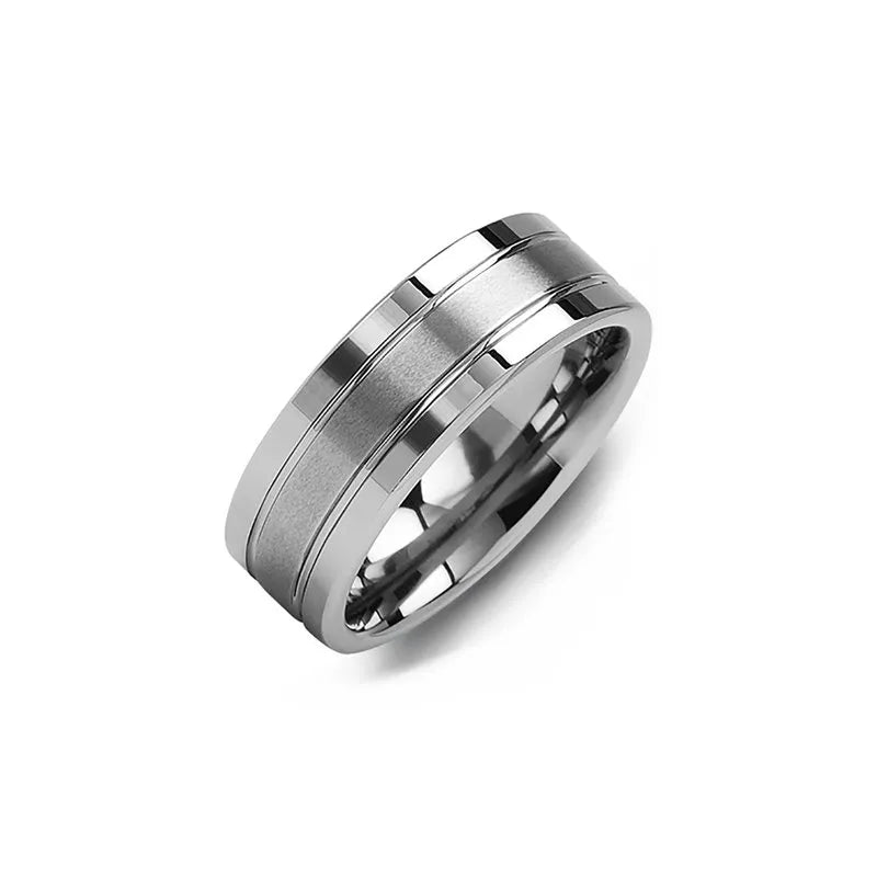 Triple-Band Effect Tungsten Wedding Ring