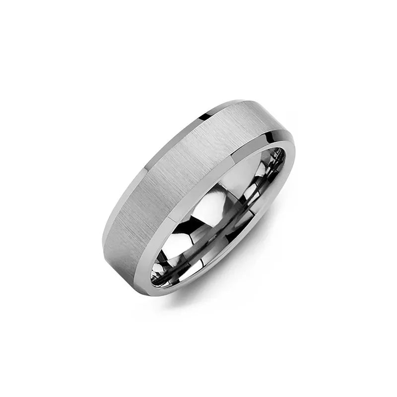 Beveled Satin Finish Tungsten Wedding Ring