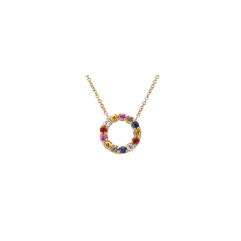 14kt Diamond & Gem Circle Necklace