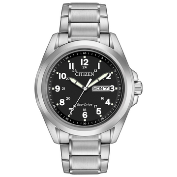 Citizen Garrison Stainless Steel Black Dial Day Date 43mm Eco-Drive