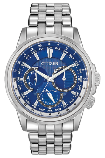 Citizen Calendrier Watch Blue Dial Stainless Steel 44mm Eco-Drive