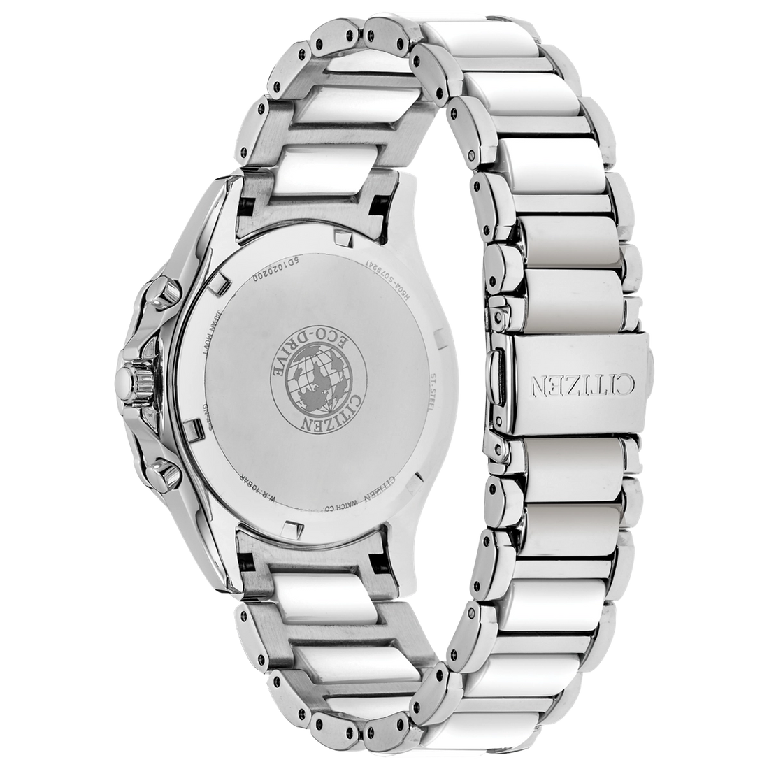 Citizen Silhouette Diamond Sport Watch Stainless Steel White Ceramic 40mm Eco-Drive