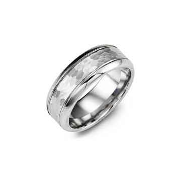 Hammer Design Polished Edges Cobalt Wedding Band