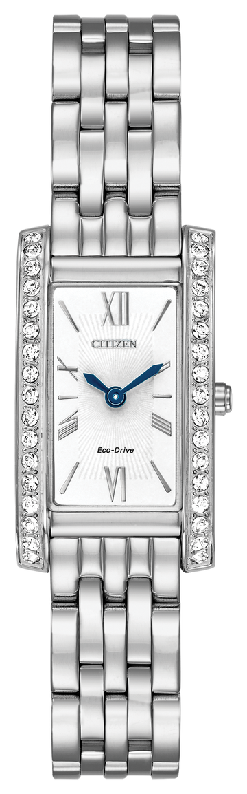 Citizen Silhoutte Crystal Ladies Watch White Dial 18x32mm Eco-Drive