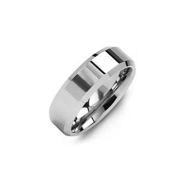 Polished Beveled Tungsten Wedding Ring
