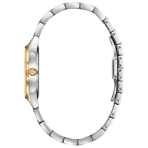 Bulova Sutton Two-Tone Watch White MOP Diamond Dial 32.5mm Quartz