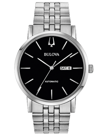Bulova American Clipper Stainless Steel Black Dial Day-Date 42mm Automatic