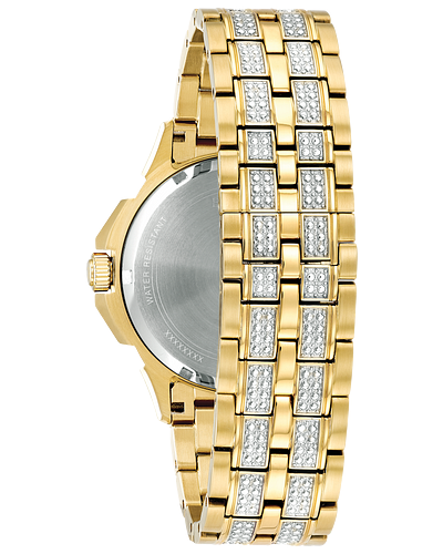 Bulova Octava Gold-Tone Stainless Steel Crystals Day-Date 41.7mm Quartz