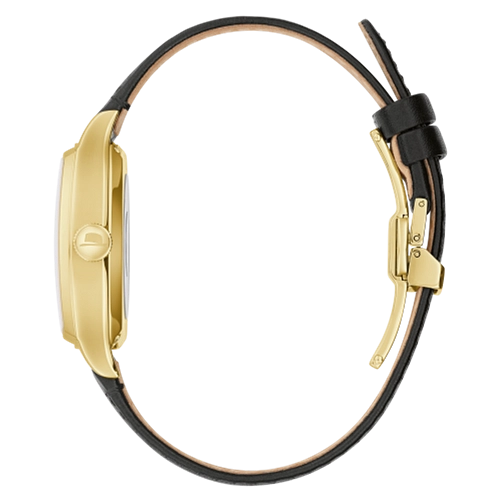 Bulova Young at Heart Frank Sinatra Watch Gold-Tone Black Leather 33.5mm Automatic