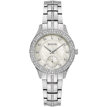 Bulova Phantom Watch Stainless Steel MOP Dial Crystals 31mm Quartz