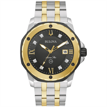 Bulova Marine Star Two-Tone Black Dial Diamonds 44mm Quartz