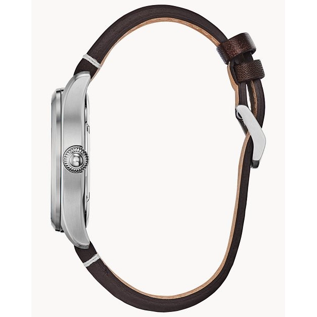 Citizen Garrison Stainless Steel Green Dial Brown Strap 42mm Eco-Drive