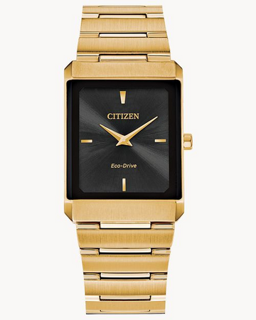 Citizen Stiletto Gold-Plated Stainless Steel Black Dial 28mm Eco-Drive