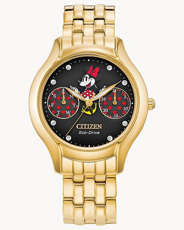 Citizen Positively Minnie Gold-Tone Stainless Steel Black Dial 33mm Eco-Drive