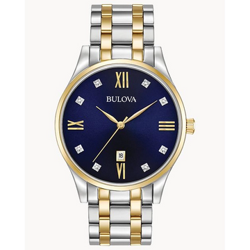 Bulova Classic Diamond Blue Dial 40mm Quartz