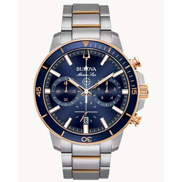 Bulova Marine Star Two-Tone Blue Dial Chronograph 45mm Quartz