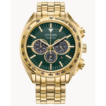 Citizen Carson Gold-Tone Steel Green Dial Eco-Drive