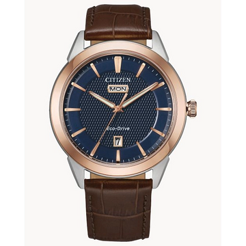 Citizen Rolan Steel and Rose-Tone Blue Dial Eco-Drive