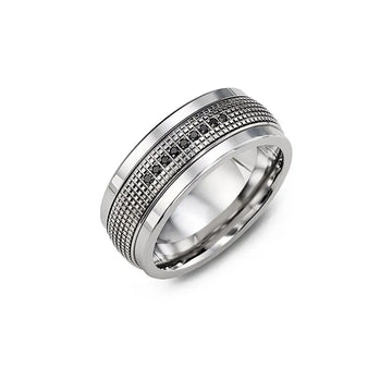 Eternity Carved Black Diamond Wedding Ring