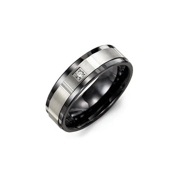 Grooved Diamond Wedding Band