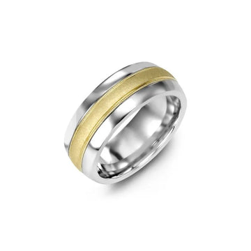 Classic Dome Milgrain Brushed Wedding Ring