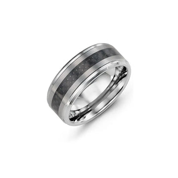 Two-Tone Carbon Fiber Tungsten Wedding Ring