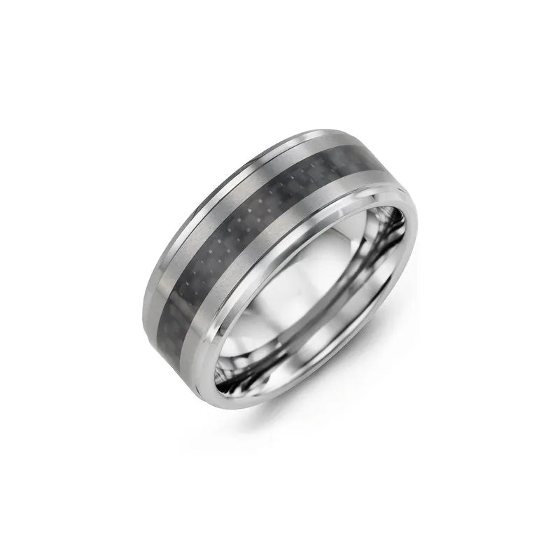 Two-Tone Carbon Fiber Tungsten Wedding Ring