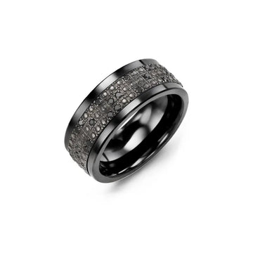 Scattered Illusion Black Diamond Wedding Band