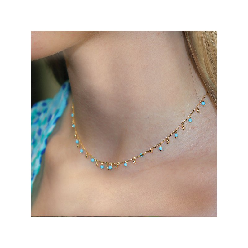 Italian 14kt Turquoise Necklace