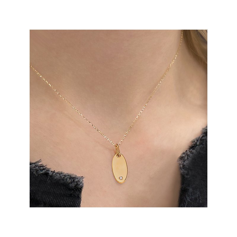 14kt Oval Diamond Necklace