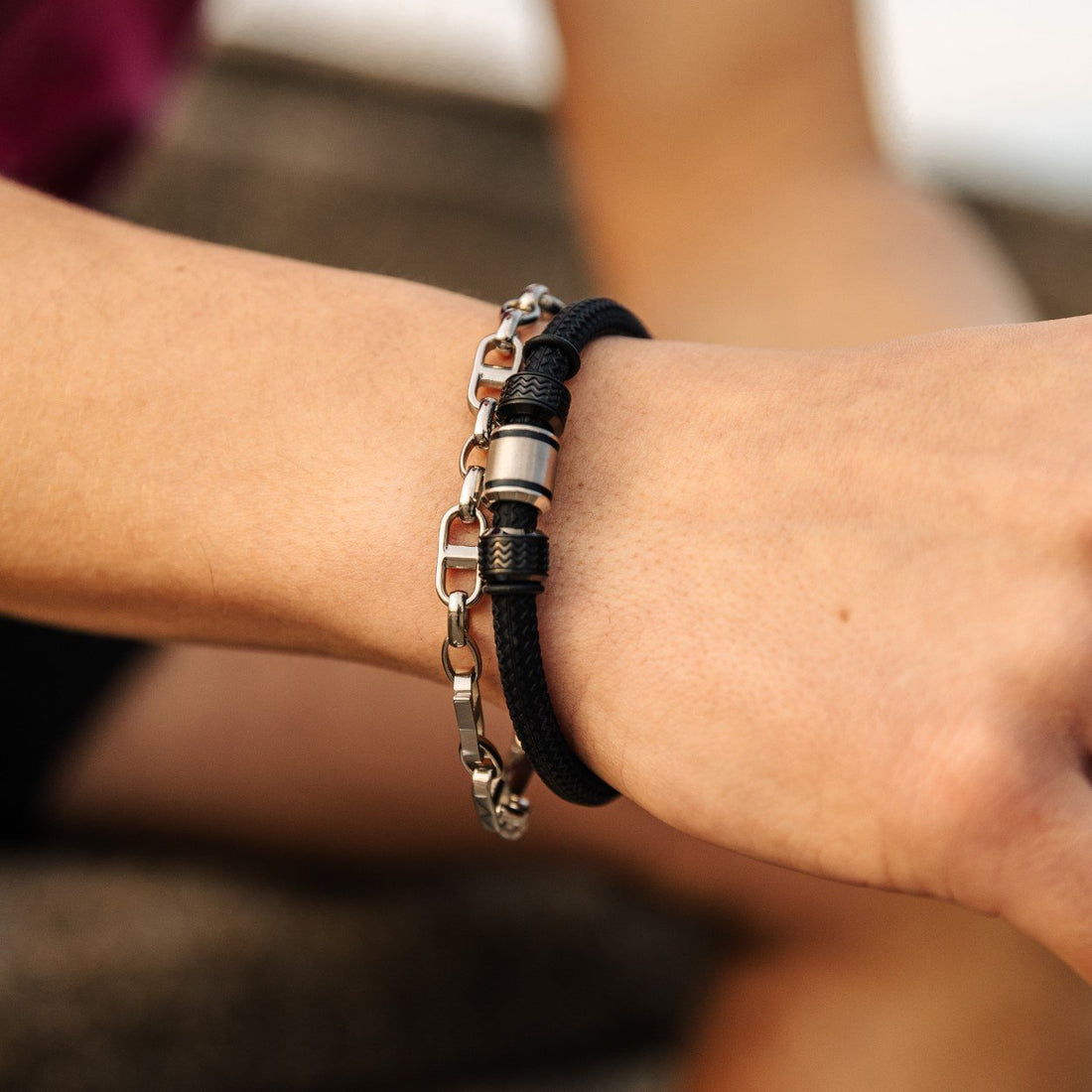 6mm Rubber & Beads Bracelet