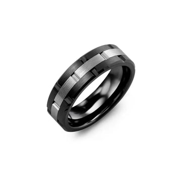 Grooved Ceramic Tungsten Wedding Band