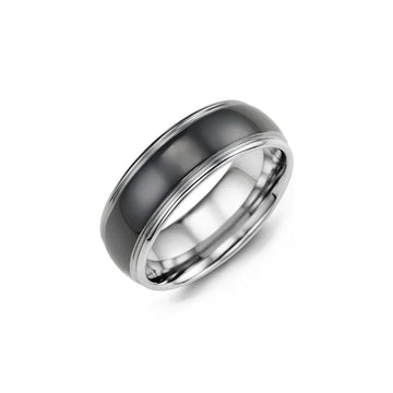 Black Polished Dome Tungsten Wedding Ring