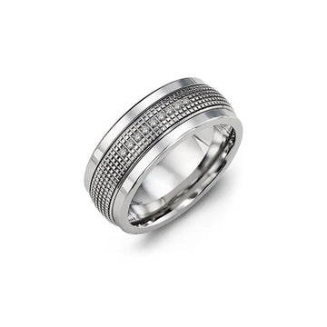 Infinity Carved Textured Diamond Wedding Ring