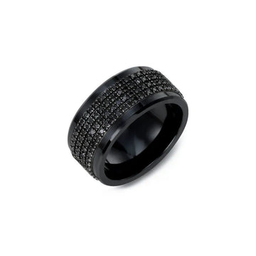 Wide Eternity Black Diamond Wedding Band