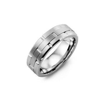 Satin Finish Grooved Wedding Band
