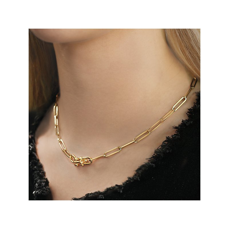 Ladies Fashion Paperclip U Link Necklace