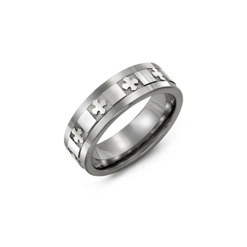 Cross Design Carved Wedding Band