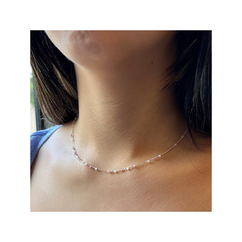 Italian 14kt Quartz and Tourmaline Necklace