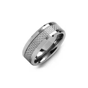 Beveled Carbon Fiber Tungsten Wedding Band