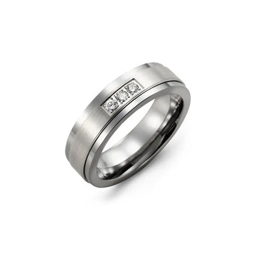Plain Satin Finish Diamond Wedding Band