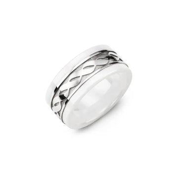 White Ceramic Eternity Design Wedding Band
