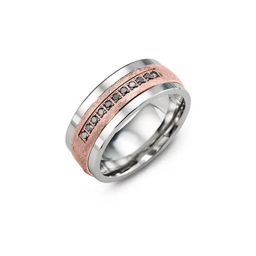 Hand Brushed Black Diamond Wedding Ring